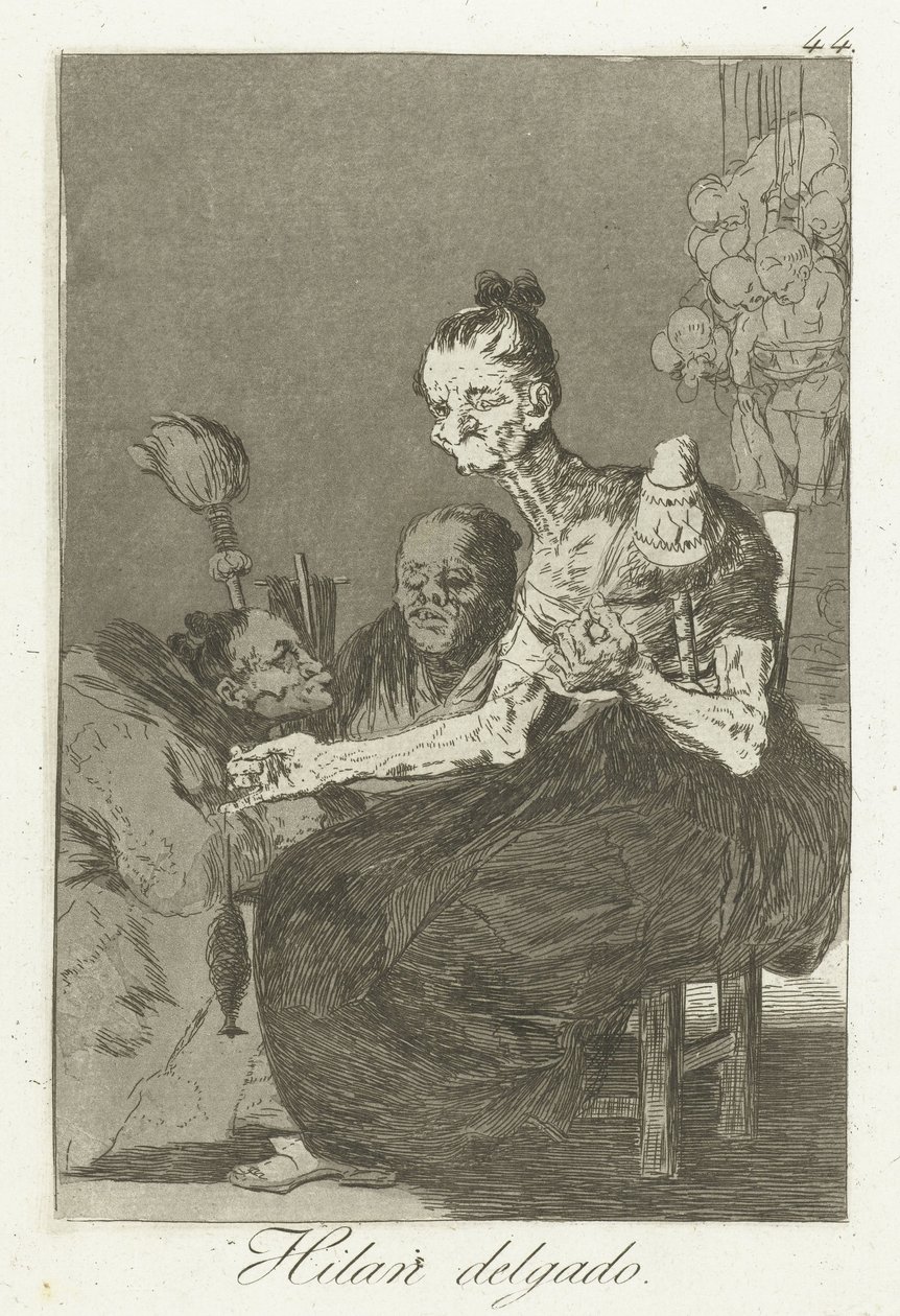 De snurrer fint Hilan Delgado (titel på objekt) Los Caprichos (serietitel) af Francisco de Goya