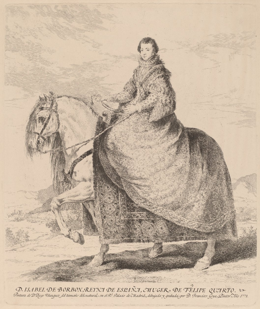 Isabella af Bourbon af Francisco de Goya after Diego Velázquez