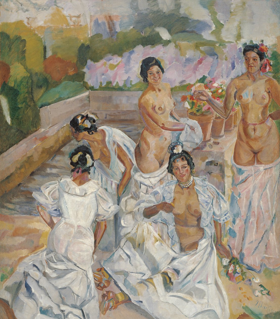 The Bath (Sevilla) - Iturrino, Francisco (1864-1924) - ca. 1908 - Olie på lærred - 200x174 - Carmen Thyssen Museum, Malaga af Francisco de Iturrino