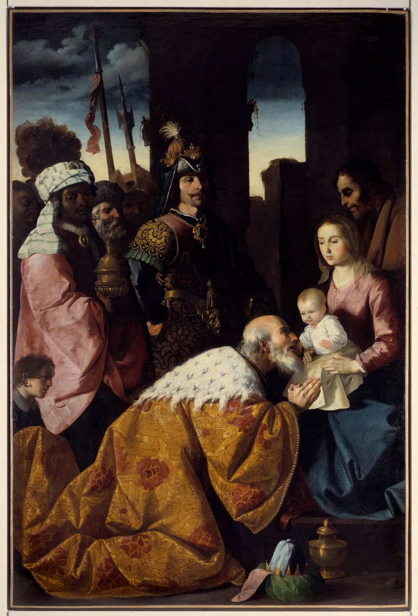 Tilbedelse af Magi-maleriet af Francisco de Zurbaran (1598-1664) 1638 Søn. 2,61x1,75 m. Grenoble, Museum of Fine Arts af Francisco de Zurbaran