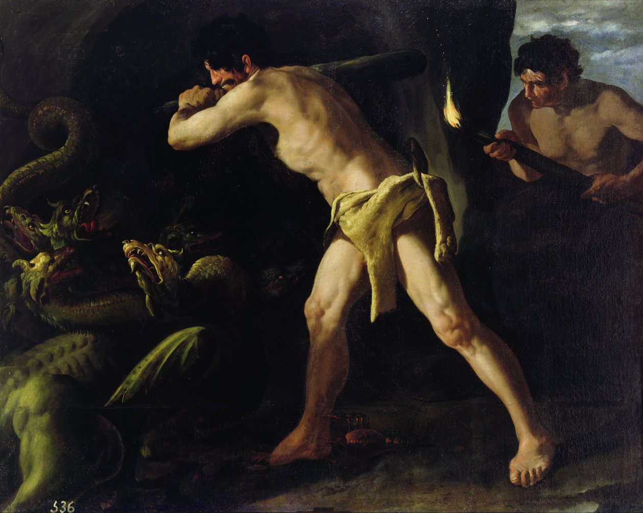 Hercules kæmper med Lernaean Hydra, ca. 1634 af Francisco de Zurbaran