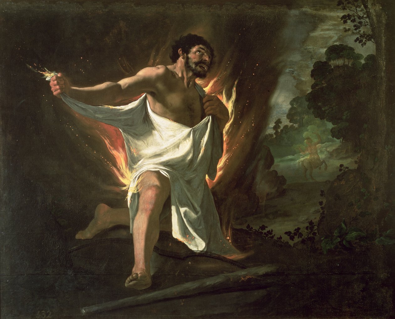 Herkules flår den brændende kappe i stykker, ca. 1634 af Francisco de Zurbaran