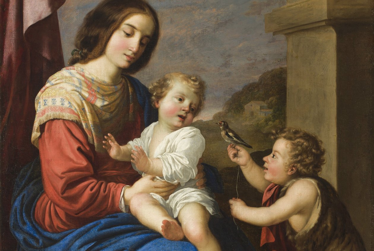 Madonna og barn med spædbarnet Saint John, 1658 (detalje af 873219) af Francisco de Zurbaran