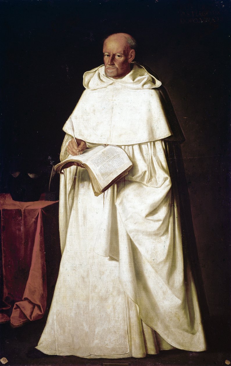 Malerier til biblioteket i Merced Calzada i Sevilla: friar Hernando De Santiago af Francisco de Zurbaran