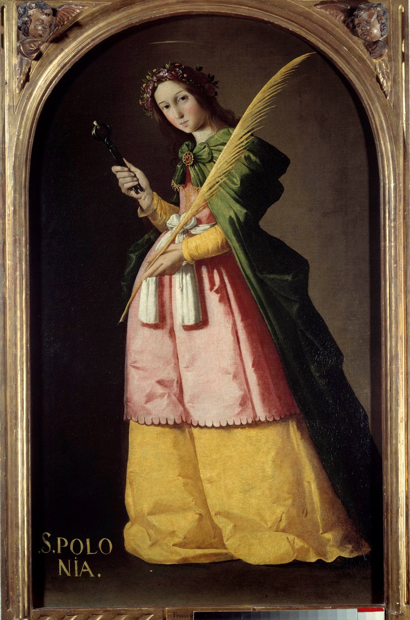 Portræt ved foden af ​​den hellige Apollo (eller Apollonia) Maleri af Francisco de Zurbaran (1598-1664) 1600-tallet søn. 1,34 X 0,67 m. af Francisco de Zurbaran