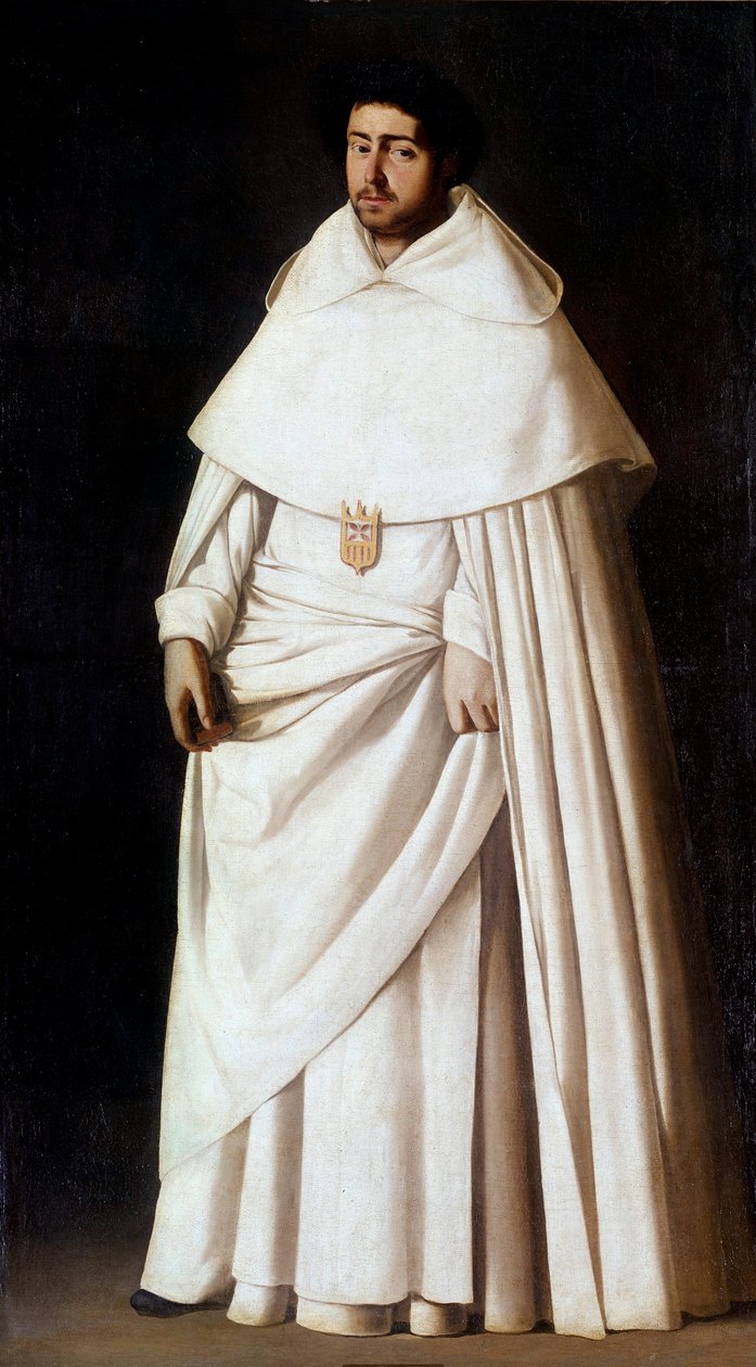 Portræt af munken Mercedaire spanske religiøse orden (Mercedario, Order of Our Lady of Merci). Maleri af Francisco de Zurbaran (1598-1664) 1600-tallet Madrid, Prado-museet - Portræt af Mercedarian-munken, spansk religiøs orden (Mercedario). Maleri af Francisco de Zurbaran