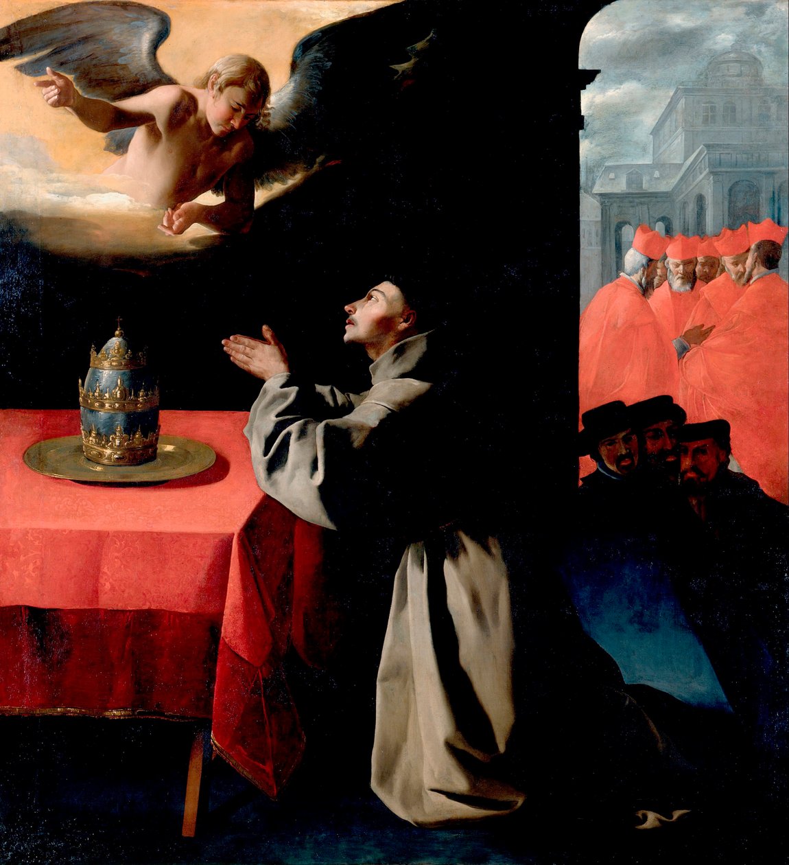 ""Saint Bonaventure (Giovanni di Fidanza, dit le doctor Seraphique , san Bonaventura) (1221-1274) i bøn"" Maleri af Francisco de Zurbaran (1598-1664) 1629 Dim 239x222 cm Gemaldegallerie, Dresden Tyskland af Francisco de Zurbaran