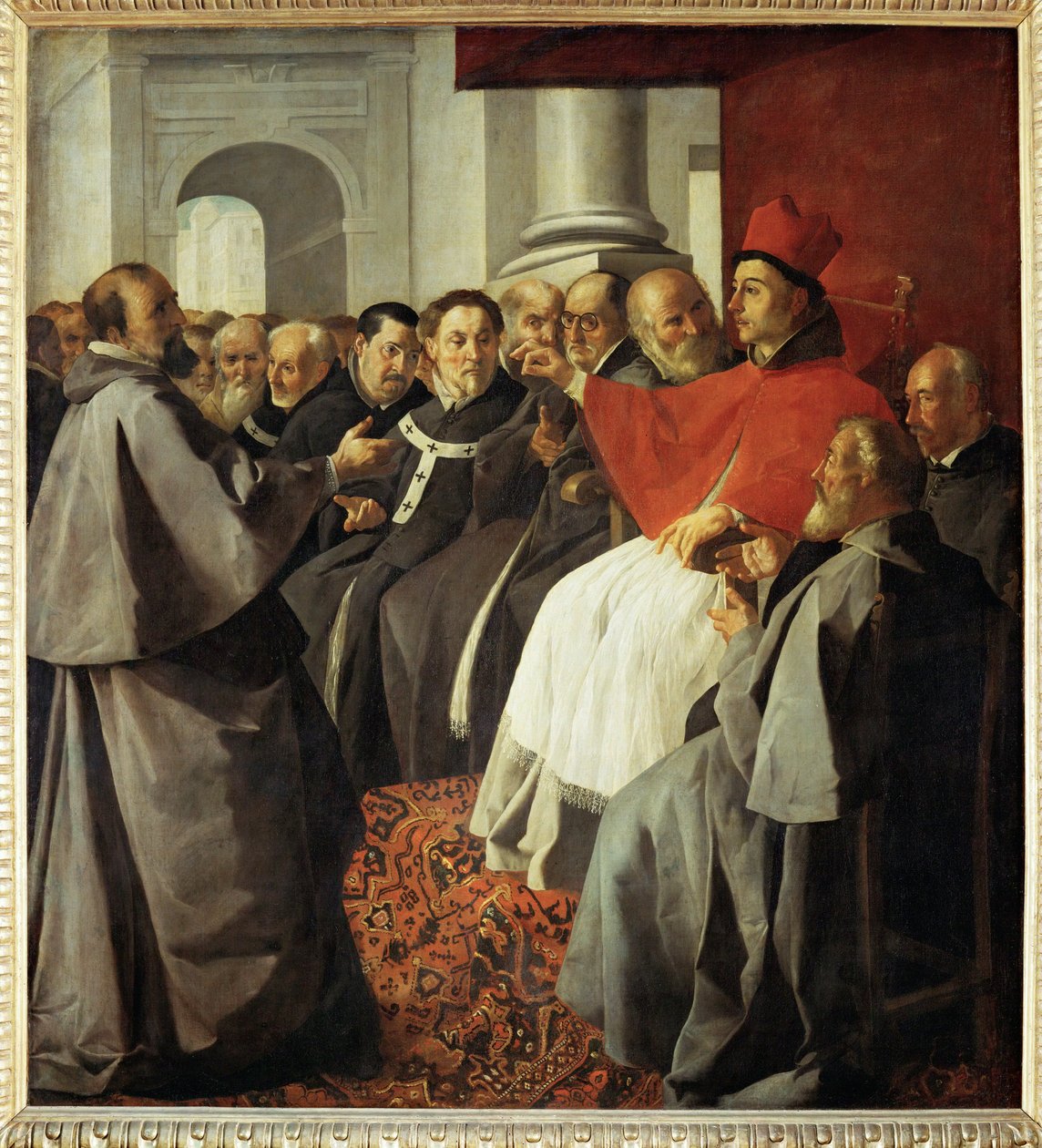 Sankt Bonaventura ved koncilet i Lyon - Sankt Bonaventura ... af Francisco de Zurbaran