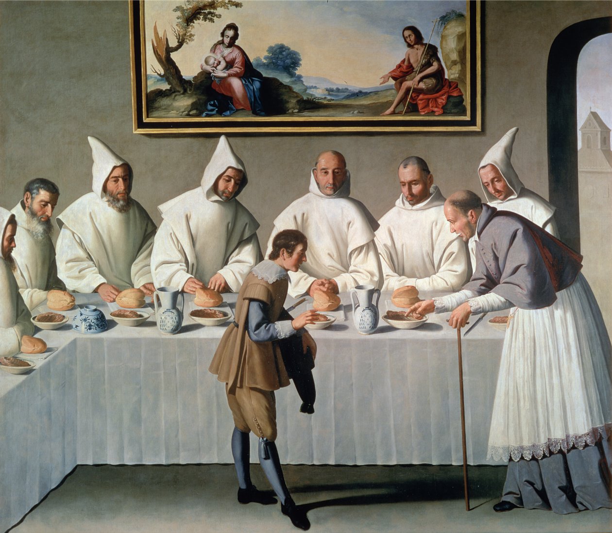 Den hellige Hugh af Cluny (1024-1109) i kartusianernes refektorium, 1633 af Francisco de Zurbaran
