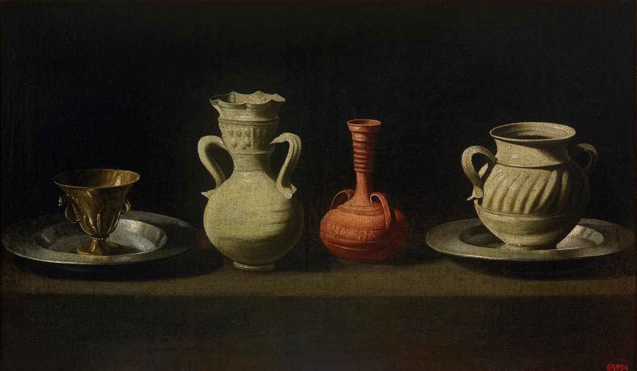 Stilleben med fire fartøjer af Francisco de Zurbaran