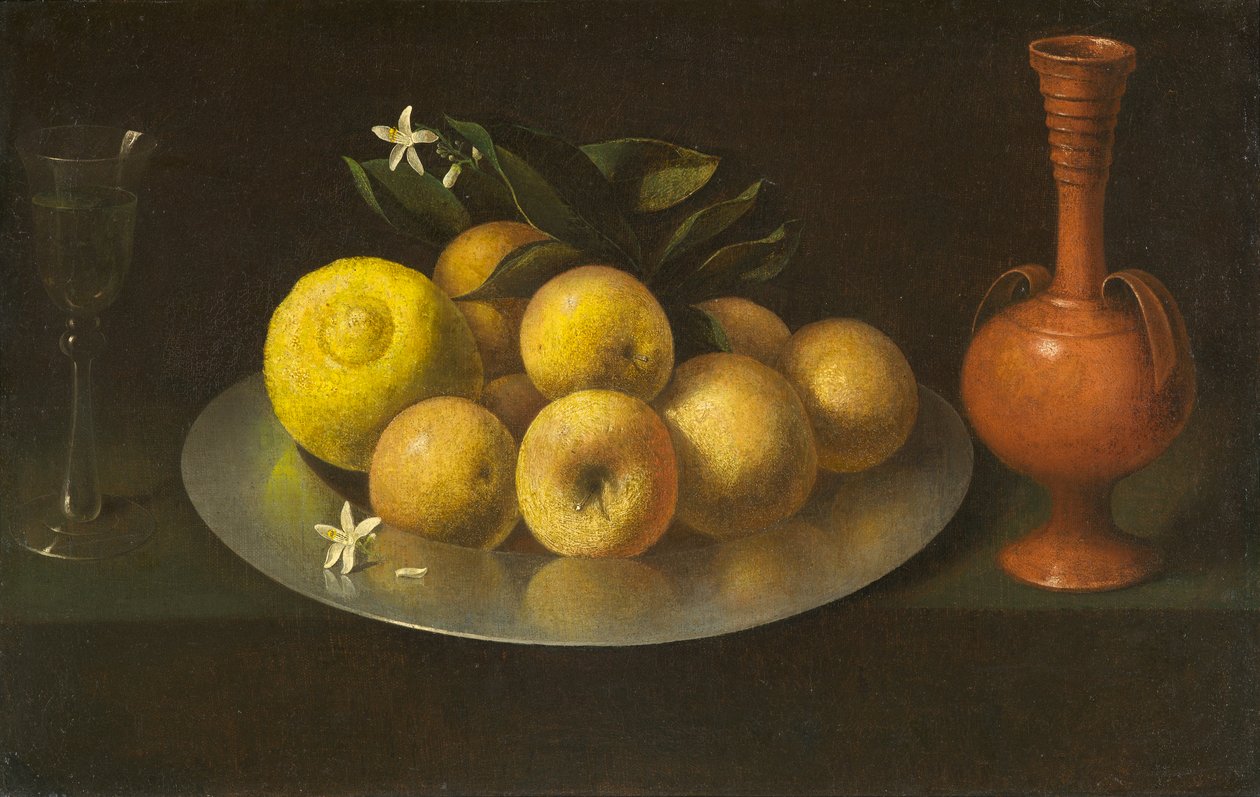 Stilleben med glas, frugt og krukke, ca. 1650 af Francisco de Zurbaran