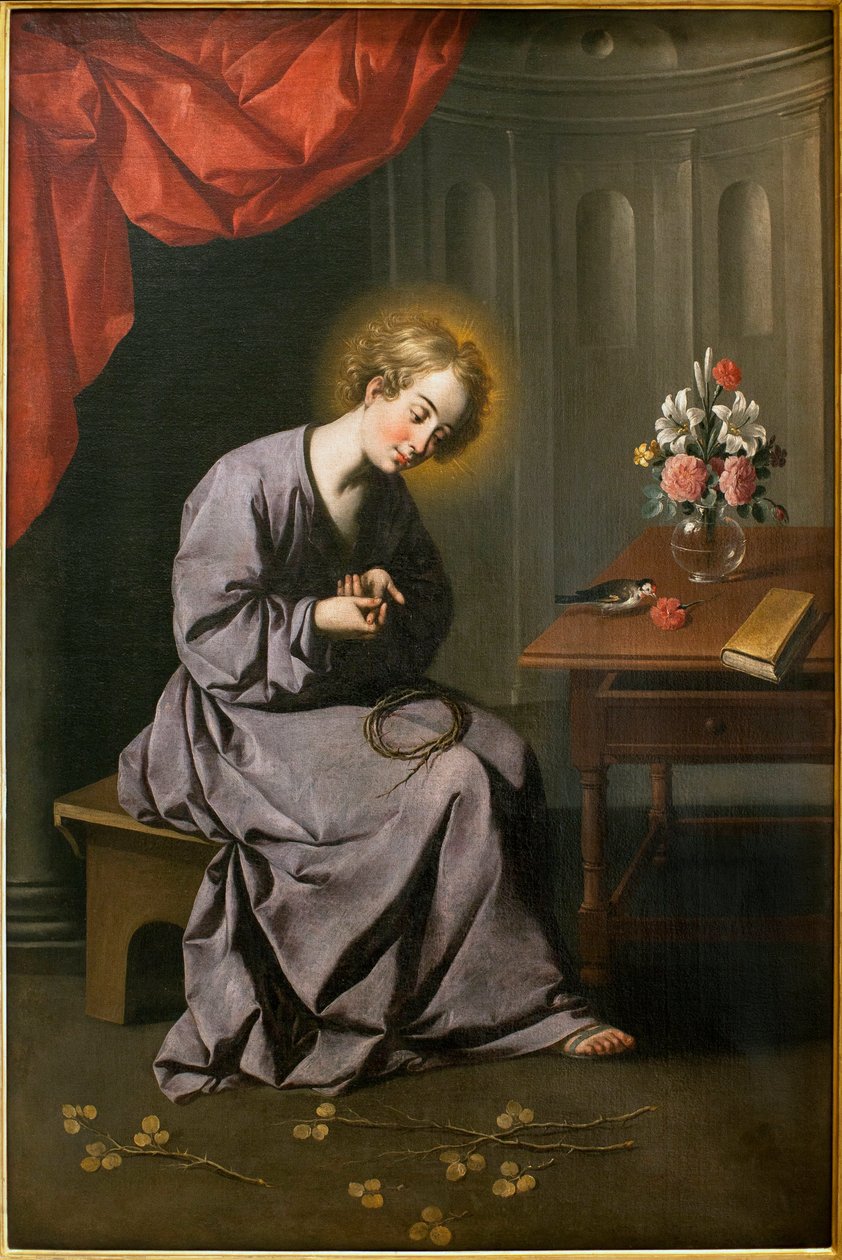 The Child has the Spine - Maleri af Francisco de Zurbaran (1598-1664), Olie på lærred, ca. 1630 - Museum of Fine Arts i Sevilla, Spanien af Francisco de Zurbaran