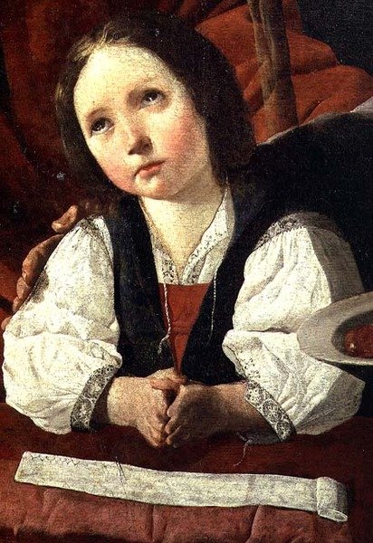 Den hellige familie, detalje af Kristusbarnet af Francisco de Zurbaran