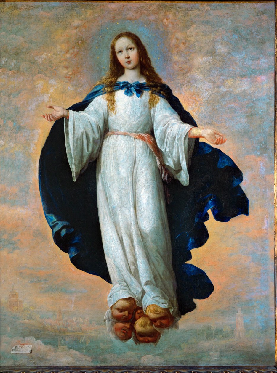 Den ubesmittede undfangelse ... (olie på lærred) af Francisco de Zurbaran
