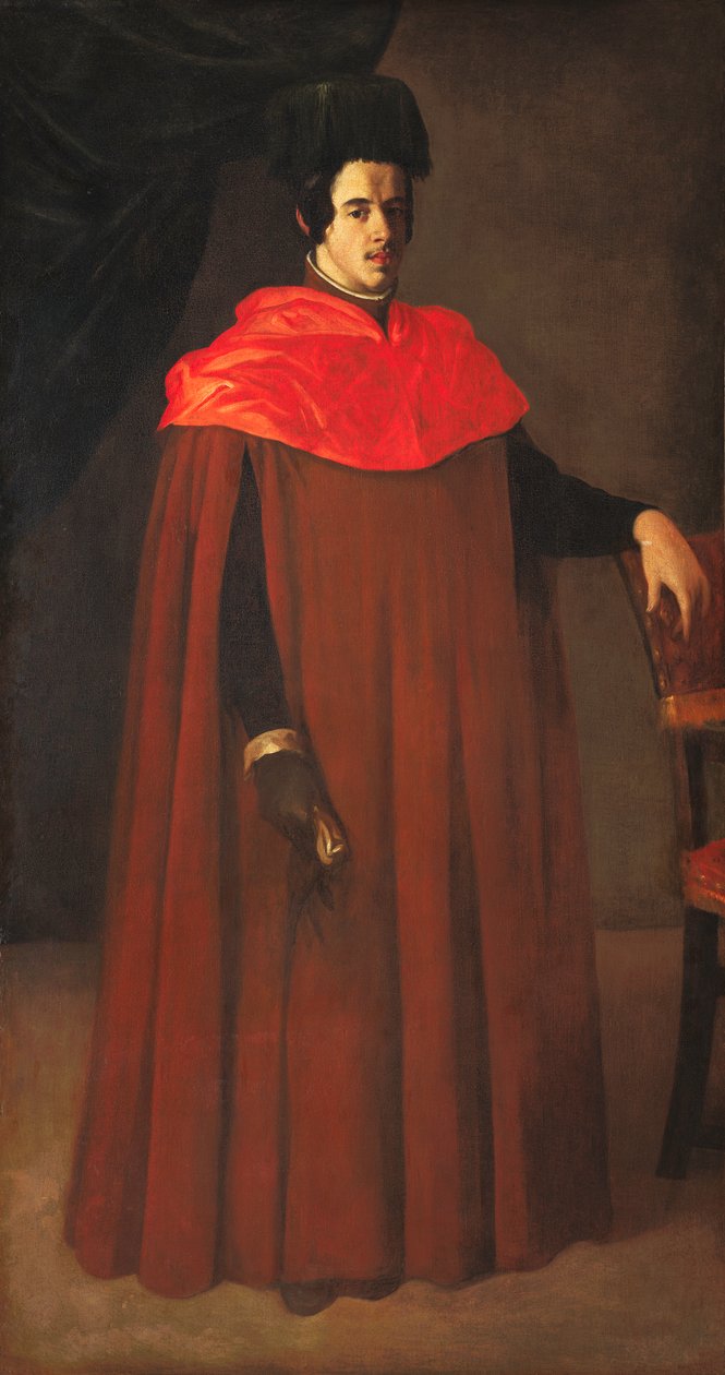 Spansk:  Retrato de un doctor en derecho eller doctor de leyes Portræt af en doktor i jura af Francisco de Zurbaran