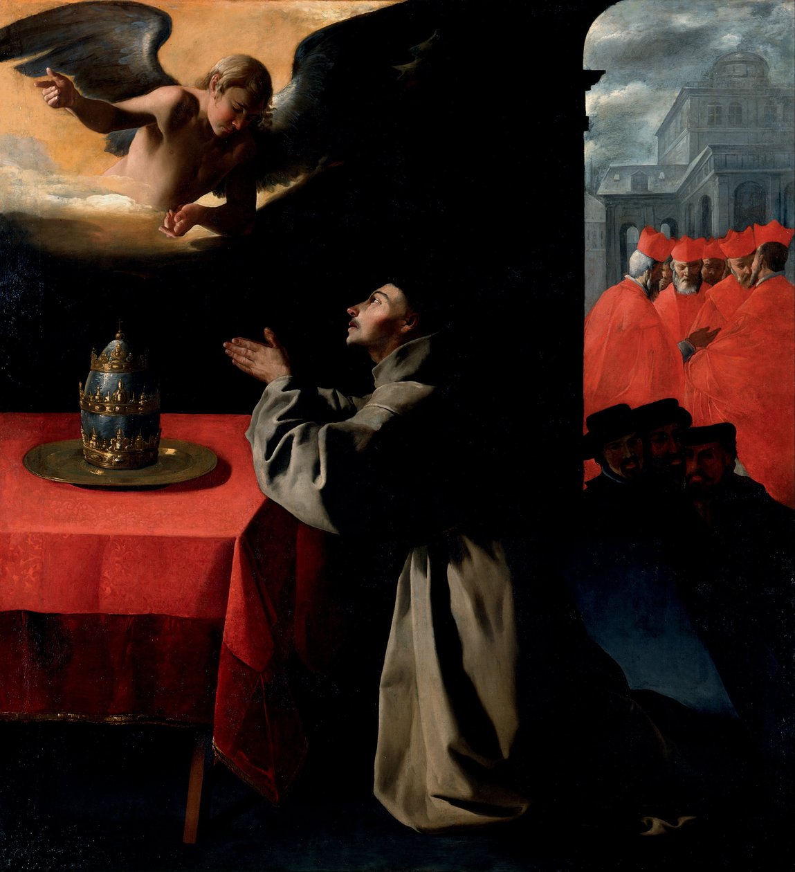 Bonaventura -bønnen om udvælgelsen af den nye pave af Francisco de Zurbaran