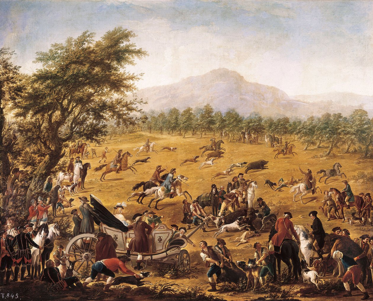 Jagt, ca. 1780 (olie på lærred) af Francisco de la Traverse