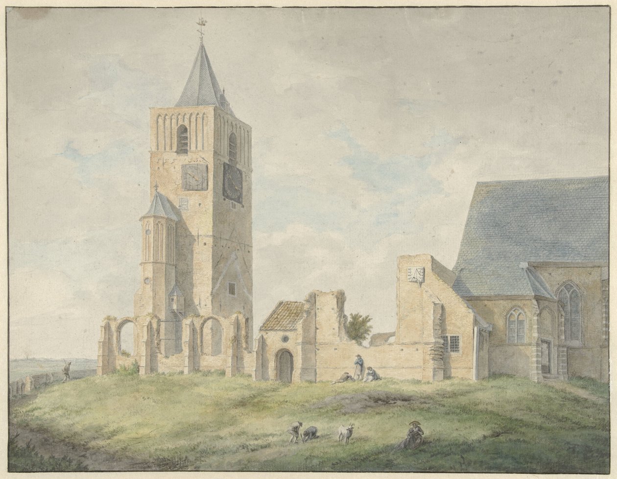 Ruinerne af kirken i Warmond af Franciscus Andreas Milatz