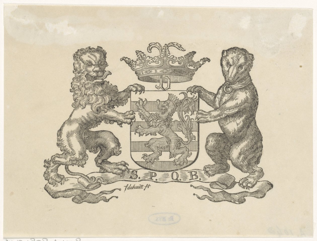 Vignette med våbenskjoldet fra byen Bern af Franciscus Johannes de Hondt