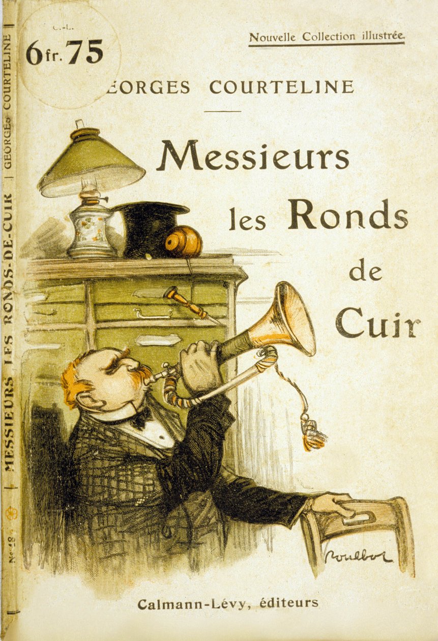 Cover af "Gentlemen leather circles" af Georges Courteline, ca. 1908 (farve litho) af Francisque Poulbot