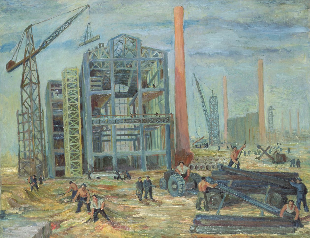 Ved Bygningen, 1951 olie på lærred af Franciszek Zmurko