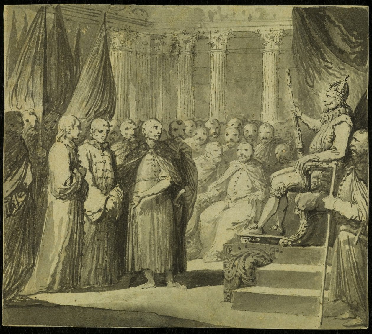 Zar Vasili IV Ivanovich Shuisky før Kong Sigismund III Vasa, slutningen af det 18. af Franciszek Smuglewicz