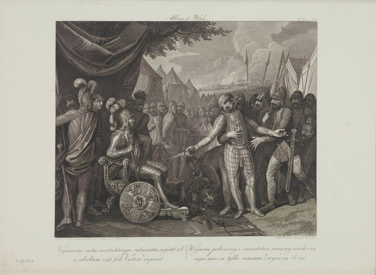 Wichmann II den Yngre overgiver sig til Mieszko I af Polen af Smuglewicz, Franciszek (1745-1807). Litografi, slutningen af 1700-tallet. Privat Samling af Franciszek Smuglewicz
