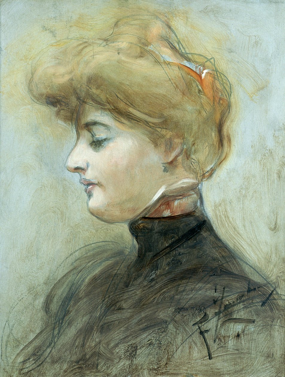Hoved af en blond kvinde, ca. 1895 af Franciszek Zmurko