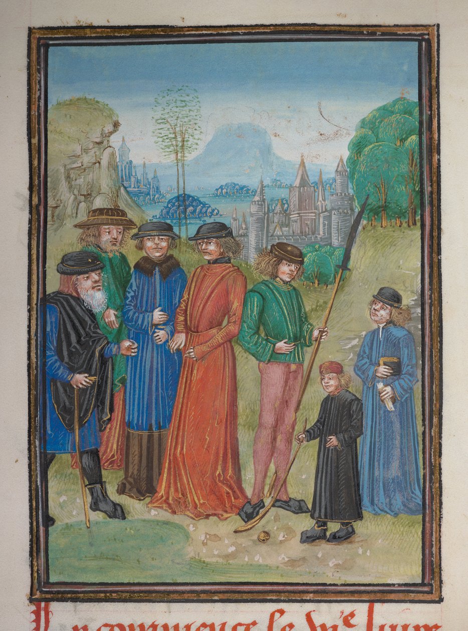 Detalje af en miniature af menneskets syv aldre af Franco Flemish School