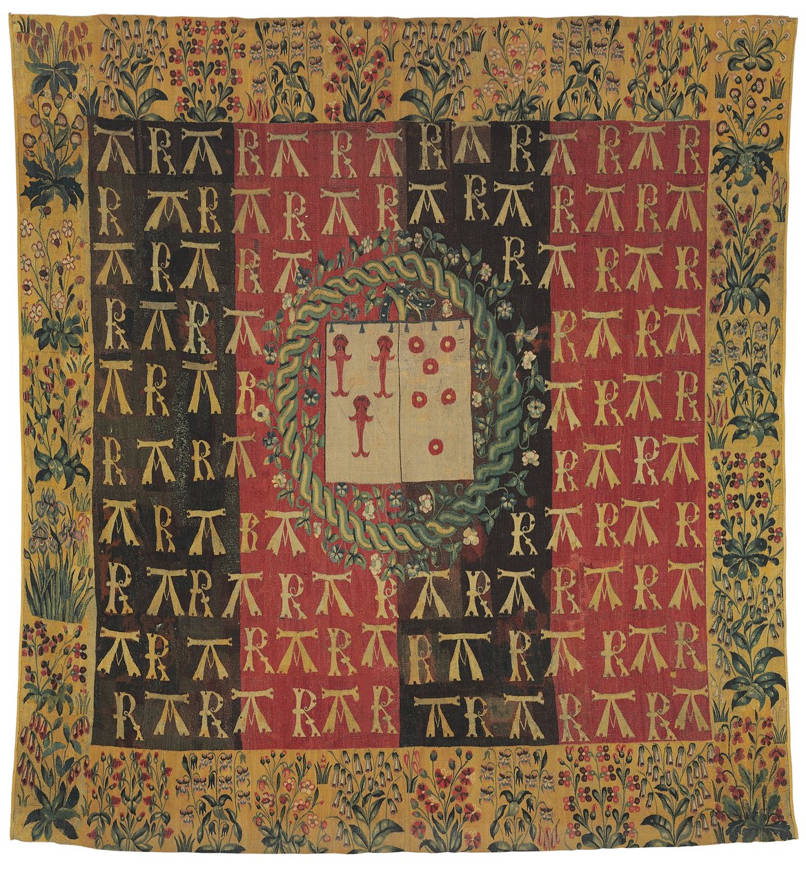 Armorial mille-fleurs gobelin afbilder Robert Chabots og Antoinette d"Illiers