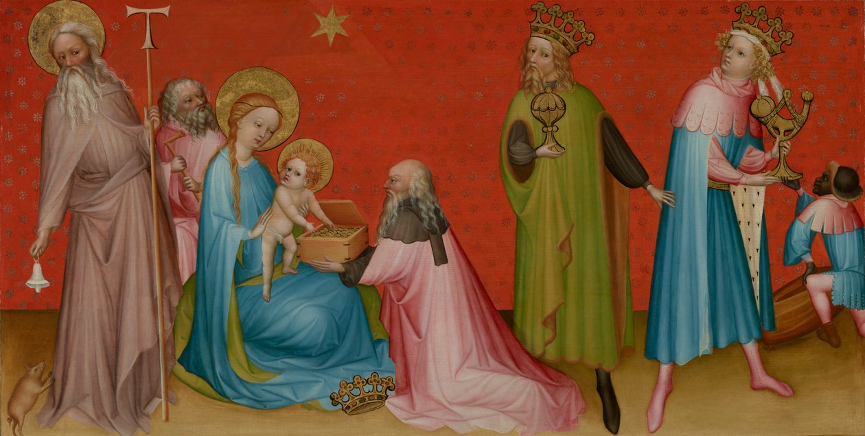 Magiernes tilbedelse med Saint Anthony Abbed, ca. 1400 af Franco Flemish School