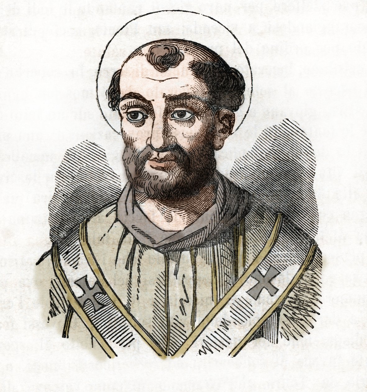 Antiikki: esitys paavi Fabianista (Fabian tai Fabian tai Fabianus) (236-250) Piirros Franco Mistralin "Vatikaanin mysteeristä" af Franco Mistrali