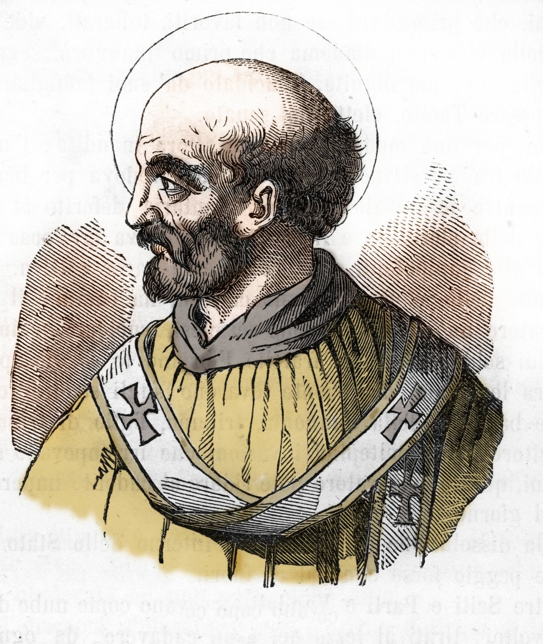 Antik: repræsentation af pave Sixtus II (Sixtus eller Sisto) (258) Tegning fra "" Misteri del Vaticano"" af Franco Mistrali af Franco Mistrali