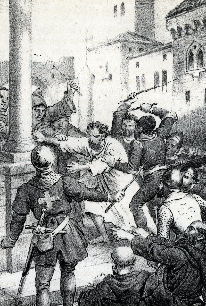 Straf for Raymond VI, greve af Toulouse - Le 22/06/1209 Raymond VI Comte de Toulouse, excommunie af pave Innocentius III (Milon legat du pope) for ikke at forfølge katharerne, anklager for at være anstifteren til mordet på Pierre de Castelnau , gjort hon af Franco Mistrali