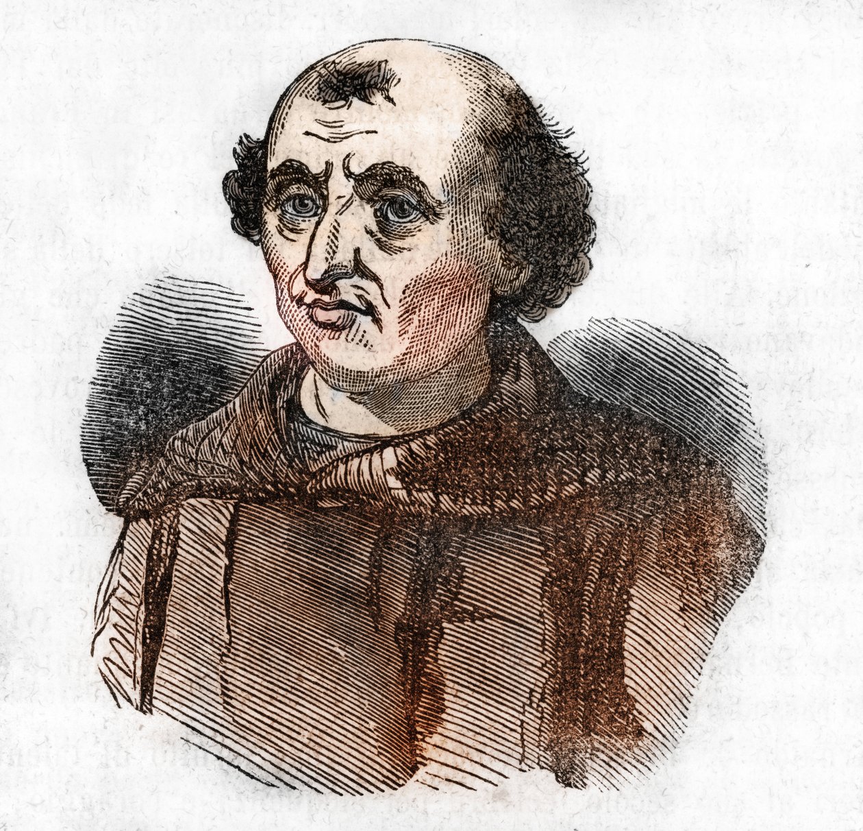 Portræt af Arnaud de Brescia (Arnaldo da brescie) (1090 - 1155), italiensk politisk og religiøs reformator (Arnold af Brescia eller arnaldus italiensk kanon regulær fra Lombardiet) Tegning fra "Misteri del vaticano"" af Franco Mistrali af Franco Mistrali