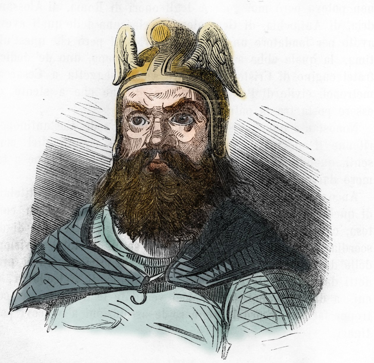 Portræt af Attila (395-453) Hunnernes konge - tegning fra "I misteri del vaticano"" af Franco Mistrali 1843 af Franco Mistrali