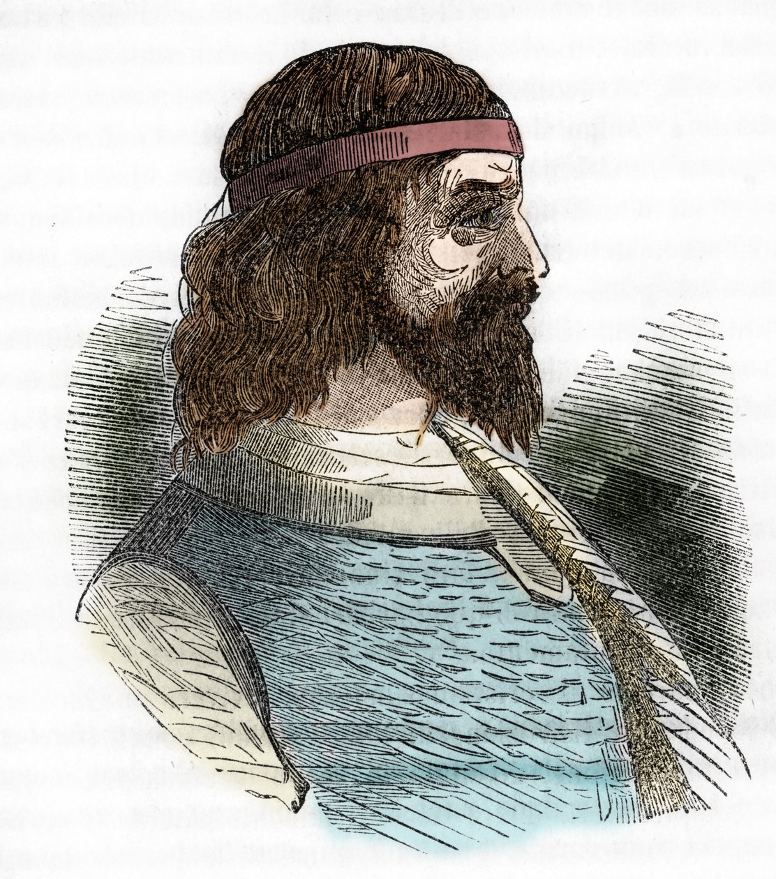 Portræt af Odoacre (Odovacar), leder af Herules allierede i Hunnerne og minister i Attila (435-493) (Odoacer eller Flavius Odovacer) tegning fra "I misteri del vaticano" af Franco Mistrali 1843 af Franco Mistrali