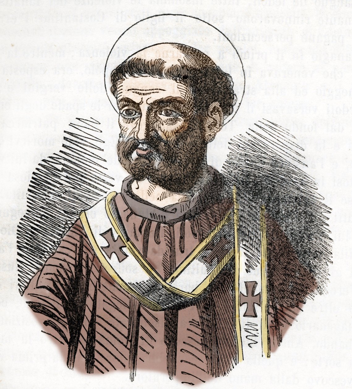 Portræt af pave Libere (Liberius) (352-366) Indgravering fra "I misteri del vaticano" af Franco Mistrali 1843 af Franco Mistrali