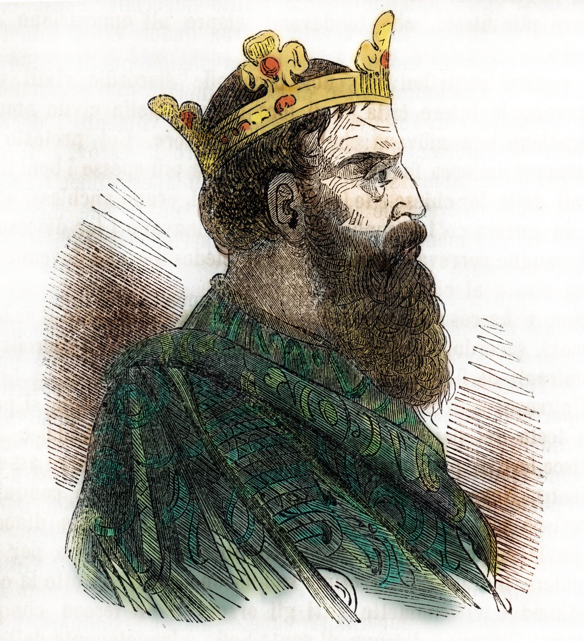 Portræt af den byzantinske kejser Leon III Isaureren eller Syreren (680-741) (Leo III den Isauriske Kejser af Det Byzantinske Rige) tegning fra "I misteri del vaticano"" af Franco Mistrali 1843 af Franco Mistrali