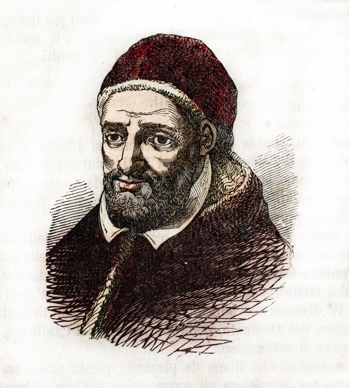 Repræsentation af pave Clemens VIII (Clemente eller Clemens) (1592-1605) Tegning fra "" Misteri del Vaticano"" af Franco Mistrali af Franco Mistrali