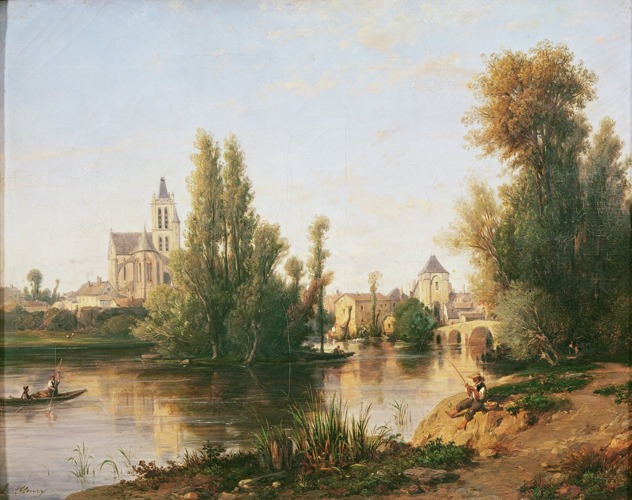 Moret-sur-Loing af Francois Antoine Leon Fleury