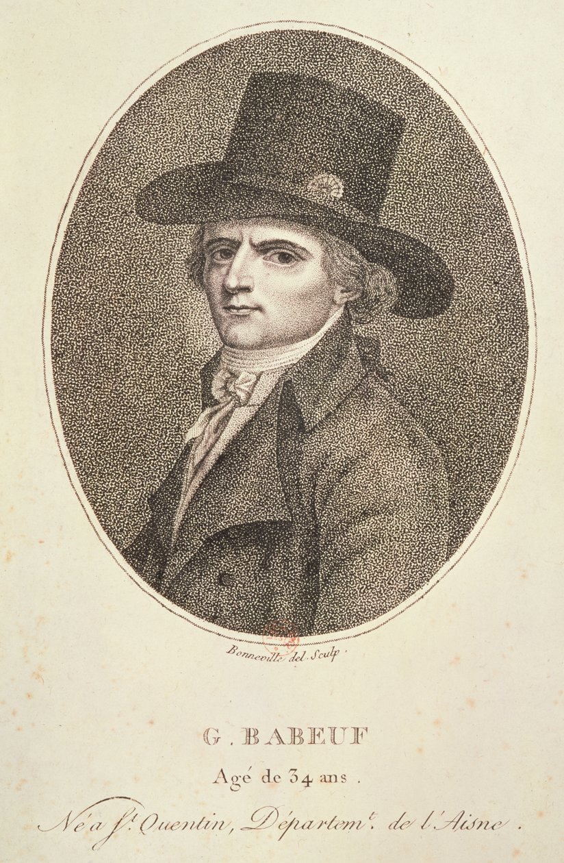 Medaljonportræt af Francois Noel (1760-97) kendt som Gracchus Babeuf, 1794 af Francois Bonneville
