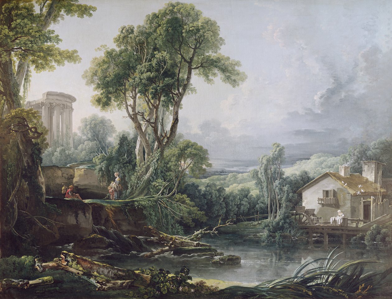 Landskab med en vandmølle af François Boucher