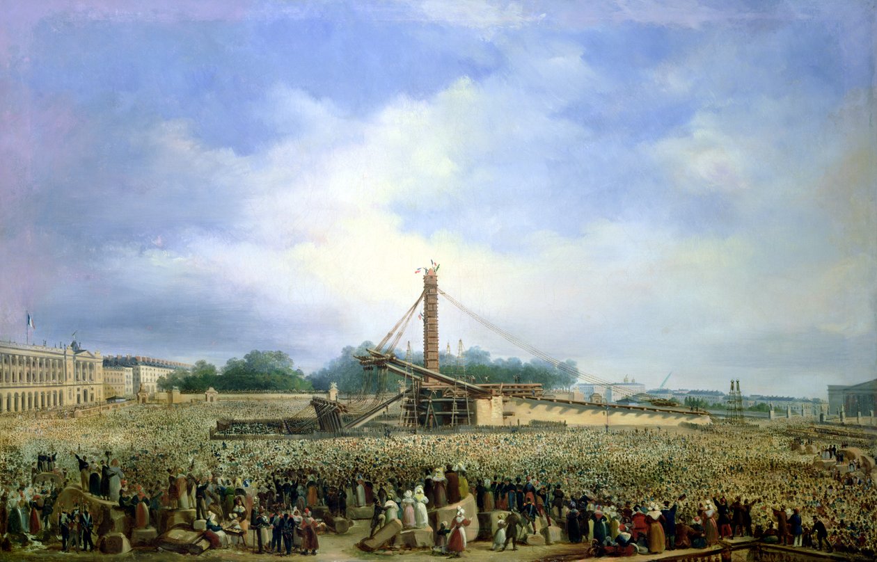 Opførelse af obelisken fra Luxor på Place de la Concorde, 25. oktober 1836 af Francois Dubois