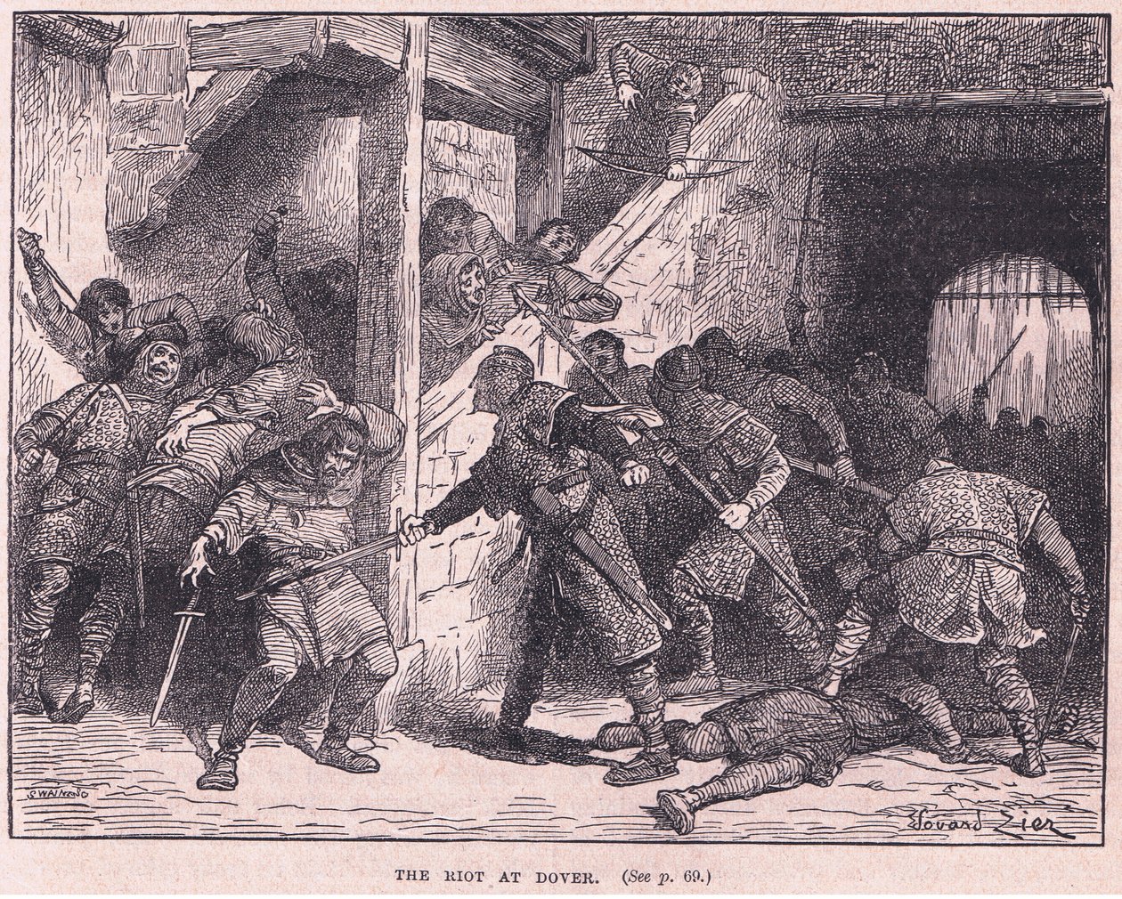 Optøjet ved Dover 1051 AD af Francois Edouard Zier