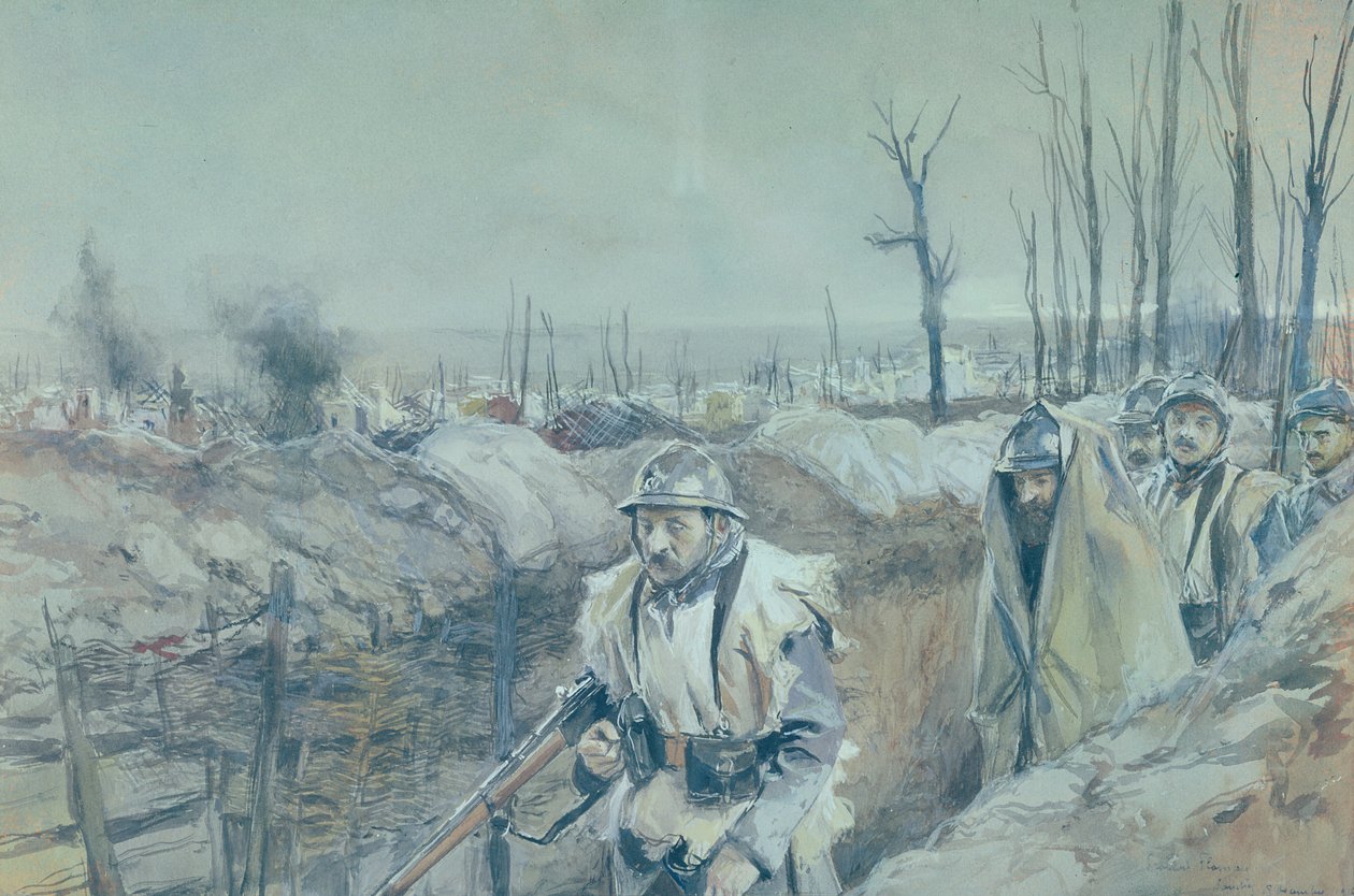 En skyttegrav i Artois, 1915-16 af Francois Flameng