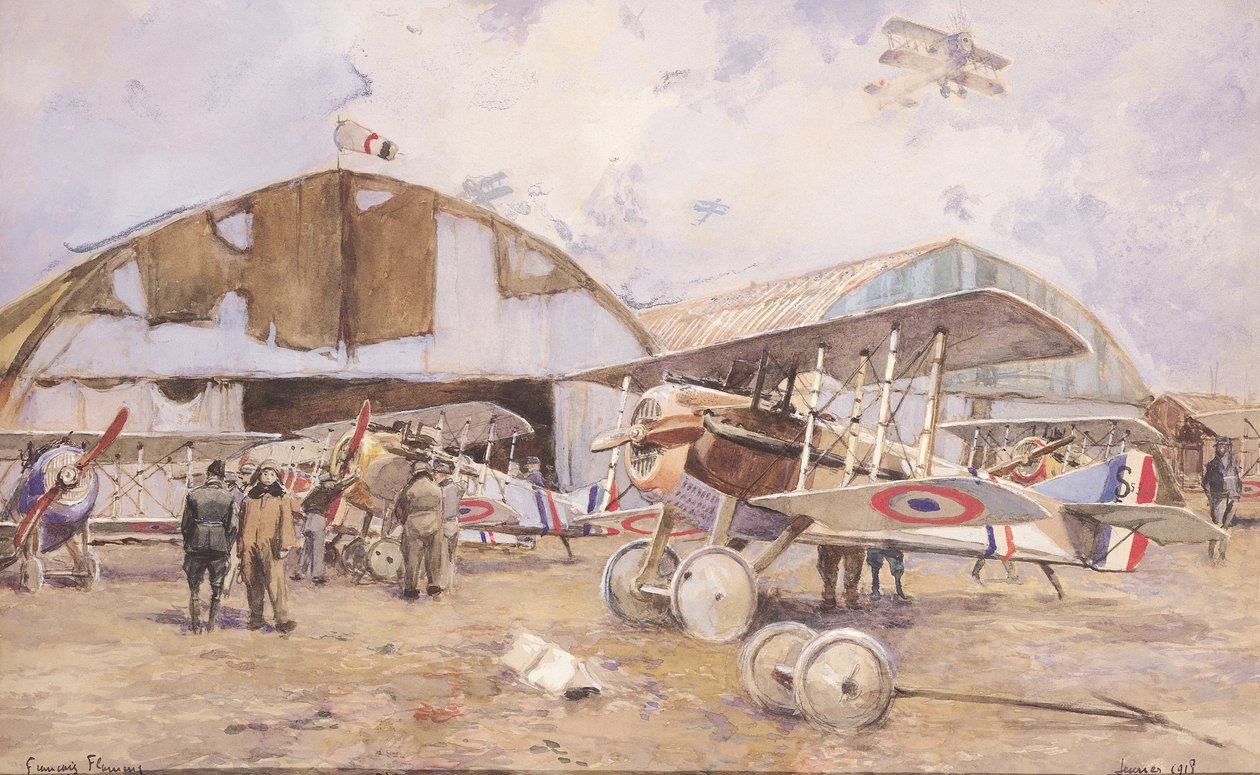 Flyvepladsen, 1918 af Francois Flameng