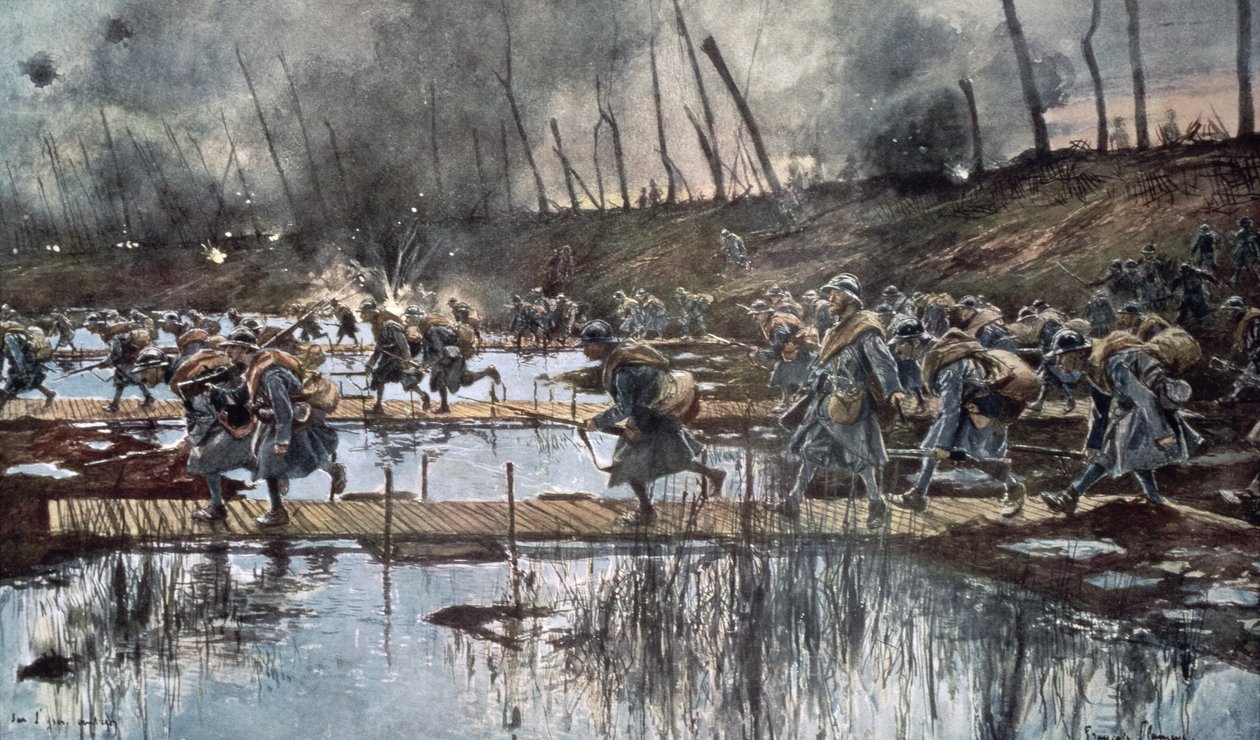 Slaget om brugeren i 1914 af Francois Flameng