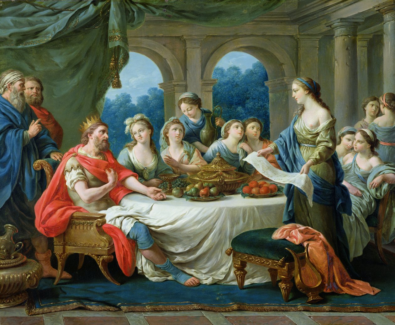 Ester og Ahasverus, ca.1775-80 af Francois Langrenee