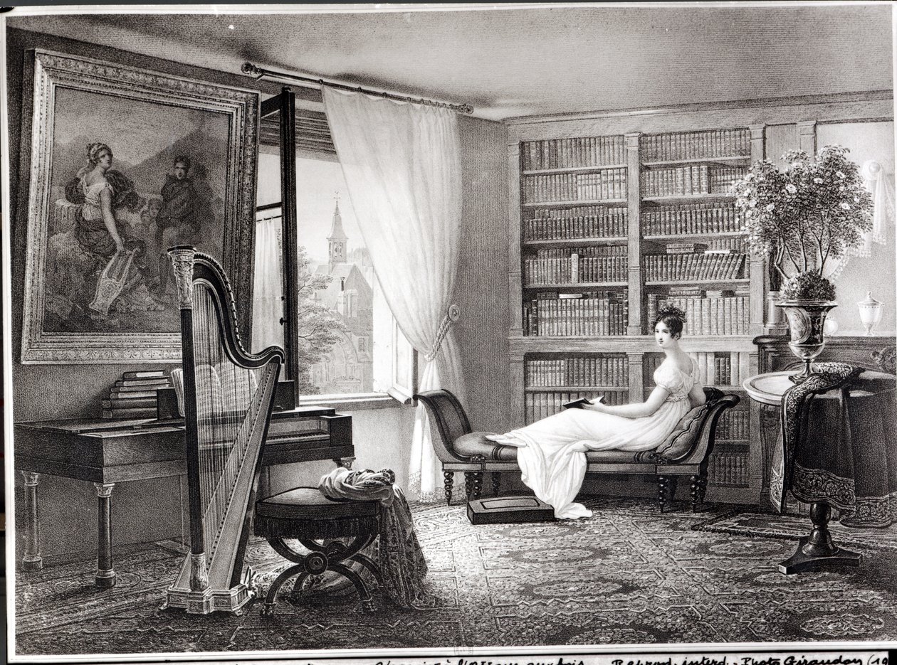 Madame Recamier (1777-1849) ved Abbaye-aux-Bois, 1810-44 af Francois Louis Dejuinne